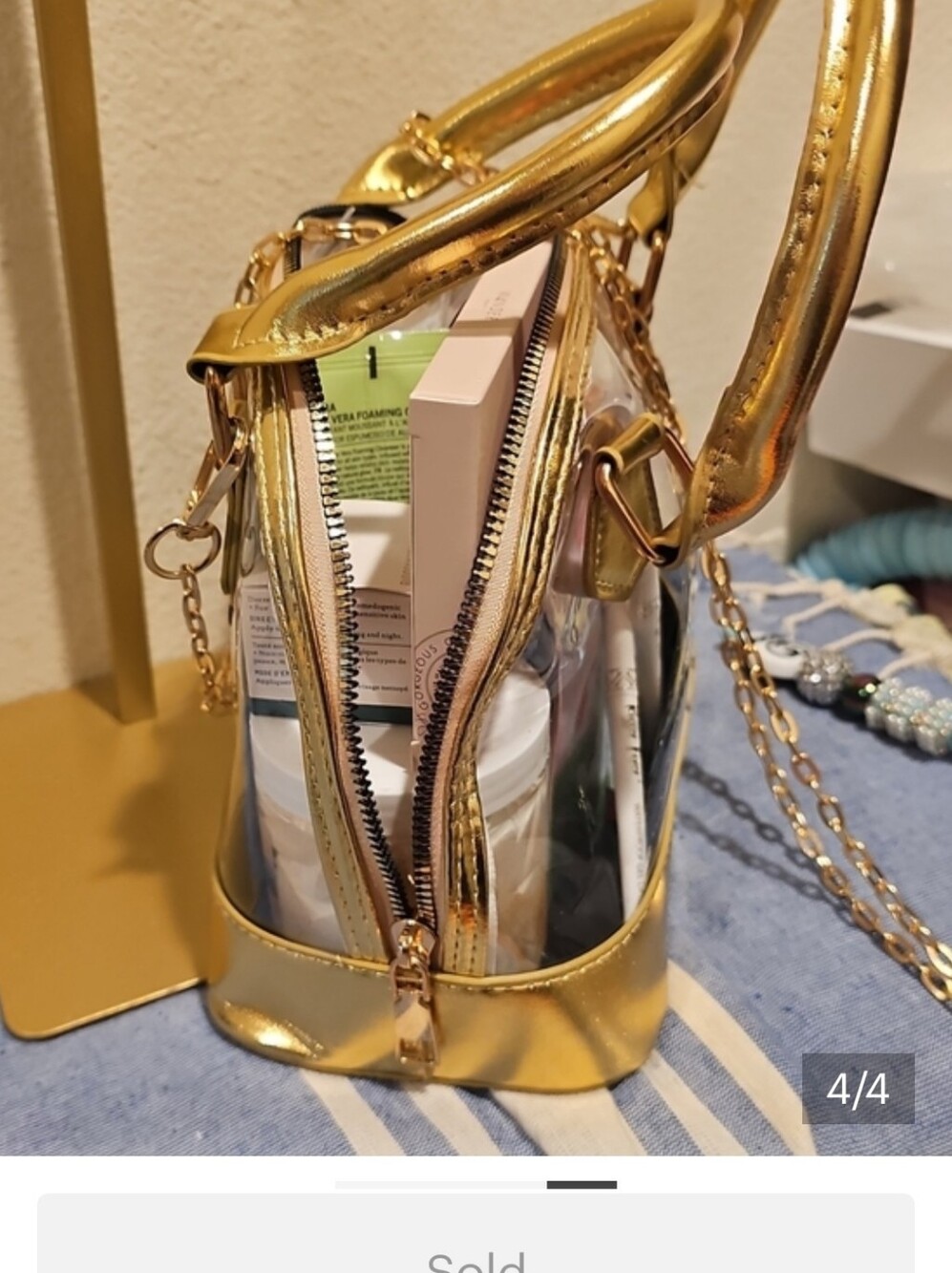 ✨️✨️✨️Clear Gold Trim Crossbody Beauty Bundle | Cosmetics & Skincare Gift Set - Picture 3 of 5